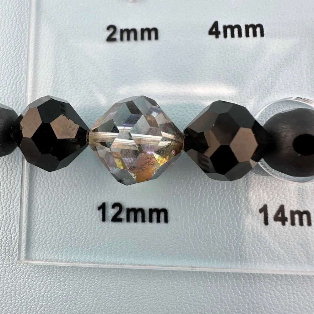 Vintage Laguna Necklace Earrings Set Matte Black AB Faceted Glass Bead Cluster